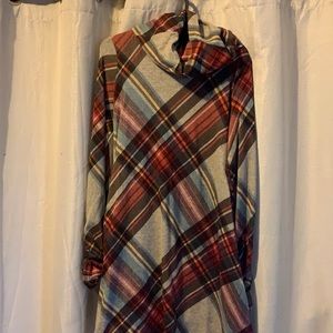 Plaid Casual Long Sleeve Mid Dress